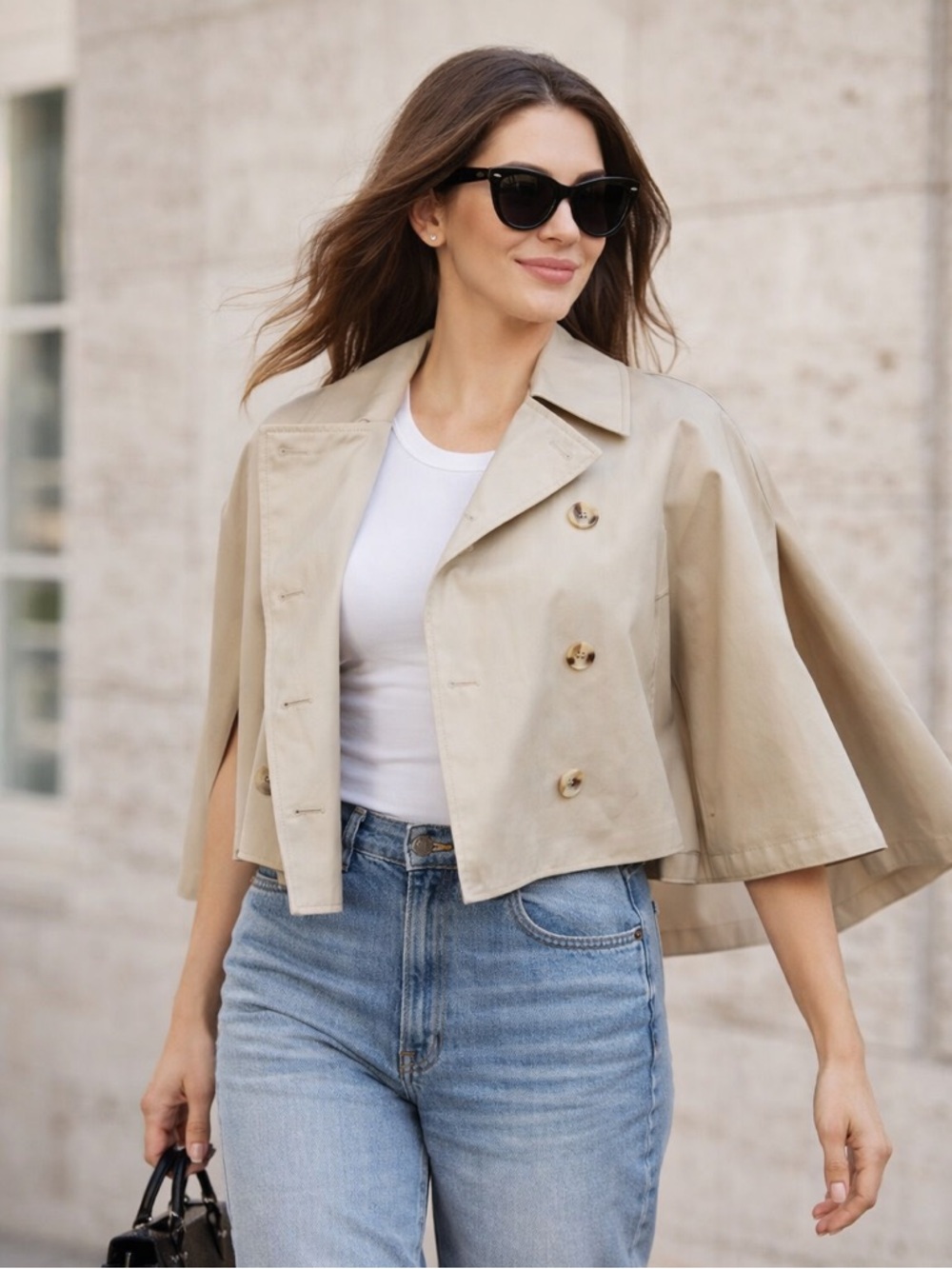Anthropologie Avec Les Filles • NWOT $200 usd Cropped Trench Cape Jacket poncho
